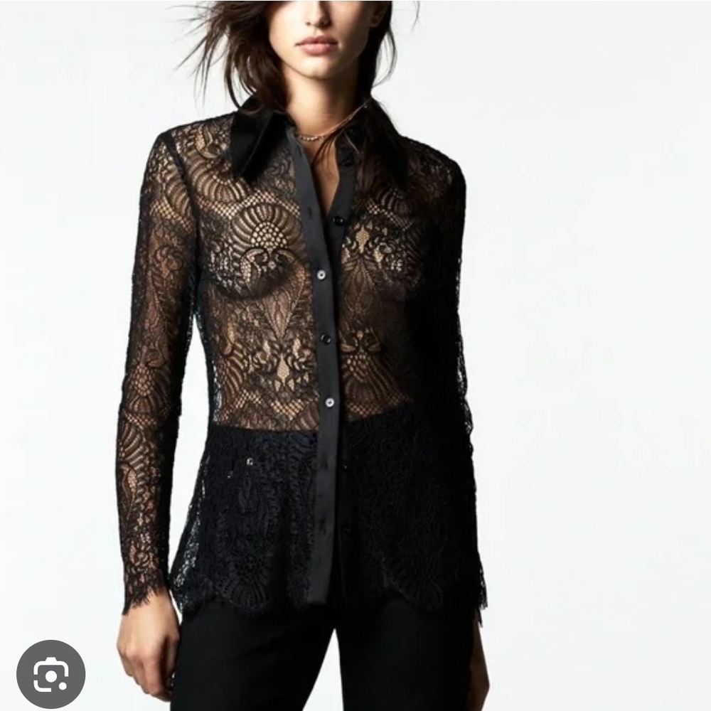 Zara Black Lace Blouse